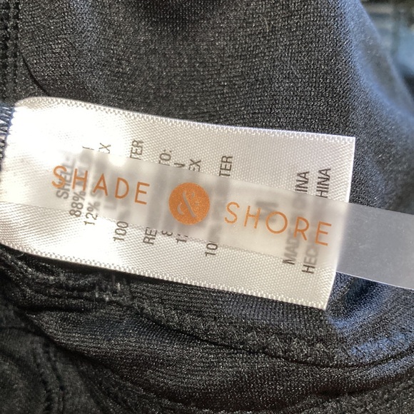 SHADE SHORE Black Plunge Flounce Neckline One Piece Swimsuit Womens Medium - Picture 10 of 13